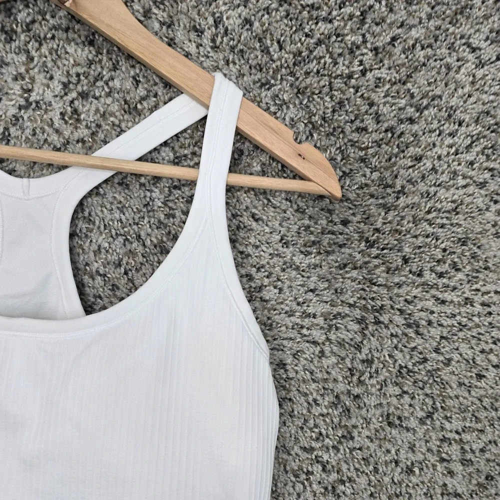 Lululemon Top Womens 12 White Ebb To Street Tank II Stretch Yoga Racerback - Picture 2 of 8